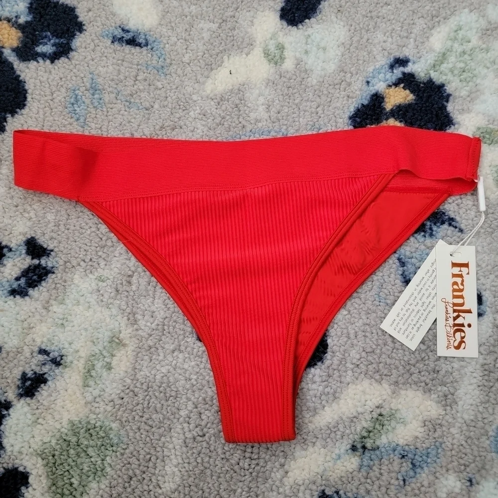 Frankie's Bikinis Drew Bikini Bottom in Red size L NWT